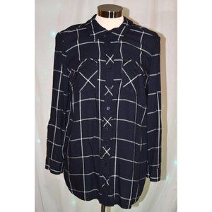 Style & CO Black Plaid Button Down size PL